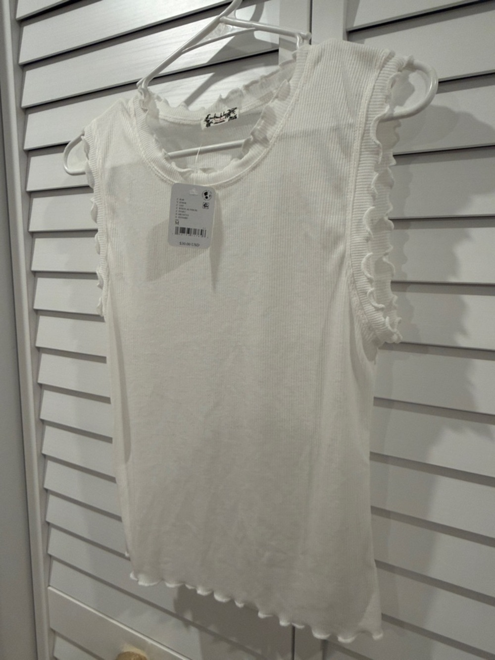 Free People White Ribbed Ruffle Tank - Picture 3 of 3